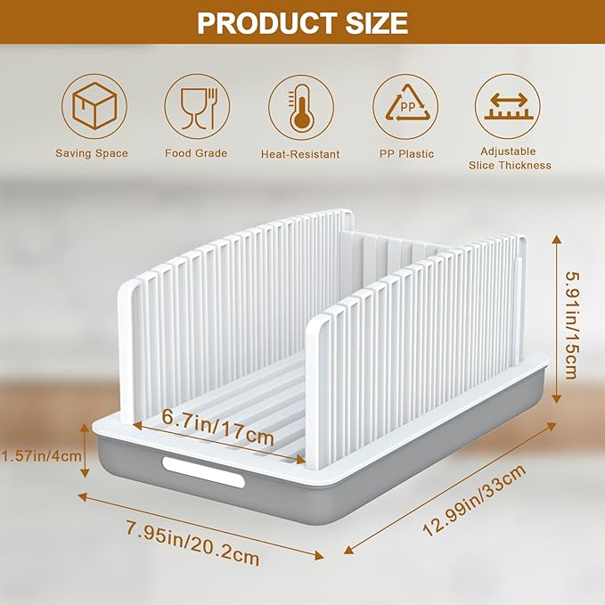 Upgrade Bread Slicer for Homemade Bread, Bread Slicer Guide Adjustable Width and Thickness