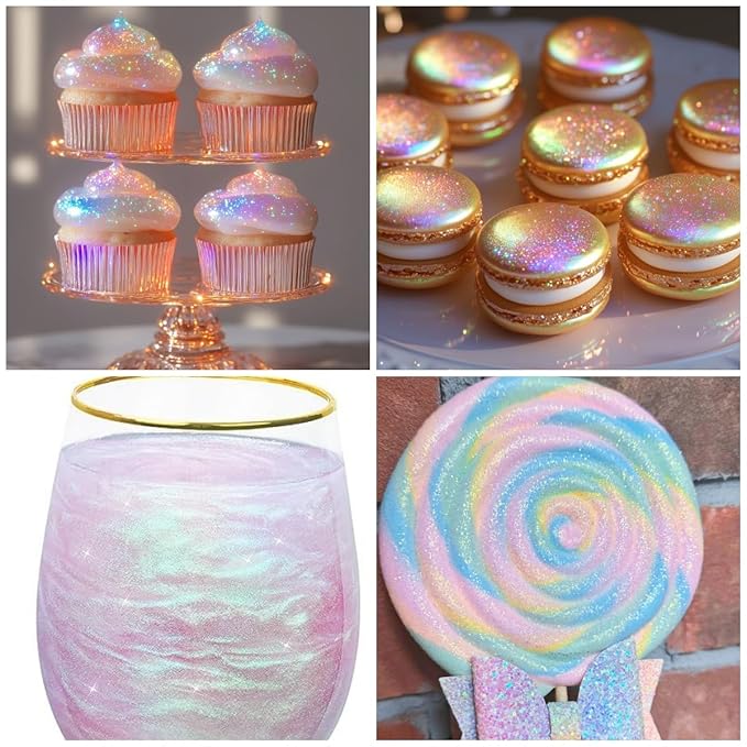 Iridescent Edible Glitter Spray - Herbeklab 15g Edible Glitter for Cakes, Food Grade Rainbow Spray
