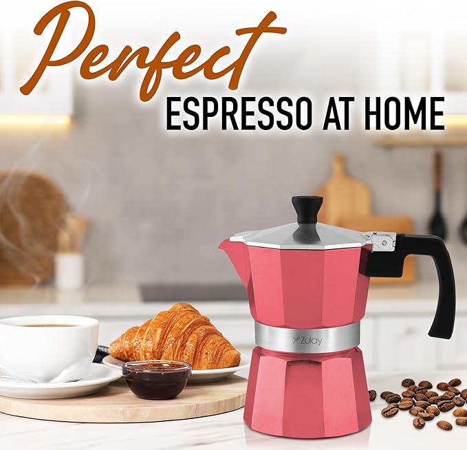 Zulay Moka Pot Espresso Stovetop Coffee Maker - Leak-Proof, Stainless Steel, Easy to Clean, Heat