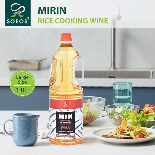 Soeos Mirin, Japanese Cooking Wine, 1.8 L (Pack of 1), Mirin Rice Wine, Authentic Natural Sugar