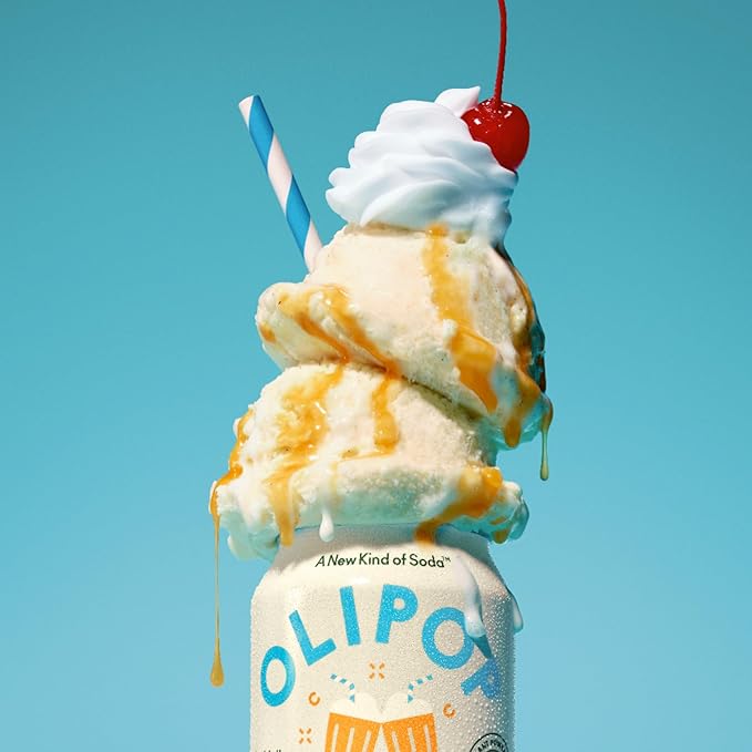 OLIPOP Prebiotic Soda Pop, Cream Soda, Pantry Pack Packed with Prebiotics, Fiber, and Botanicals