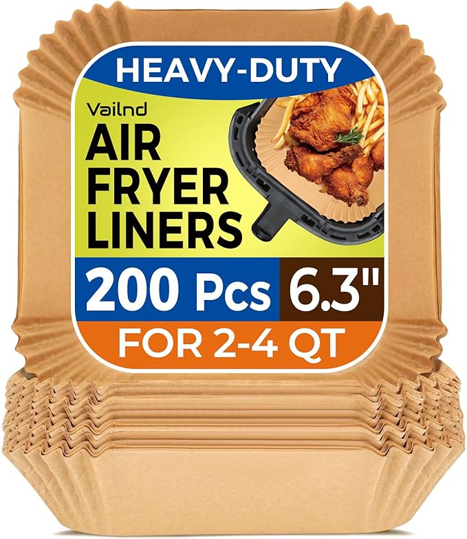 Air Fryer Paper Liners, 200pcs Air Fryer Liners Disposable, 6.3" Square Baking Liner for 2-4 qt