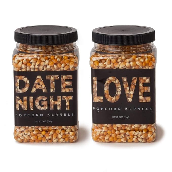 Movie Night Popcorn Kernel Jars - Wabash Valley Farms "Date Night" and "Love" Popcorn Kernels