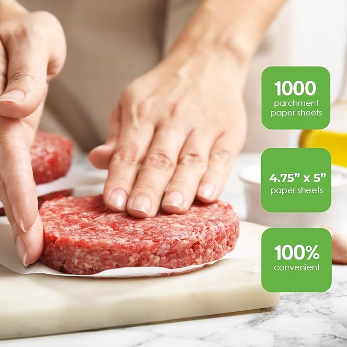 Patty Paper - Hamburger press Patty Paper Sheets 4.75x5" - 1000 Non stick Wax Burger Patty paper