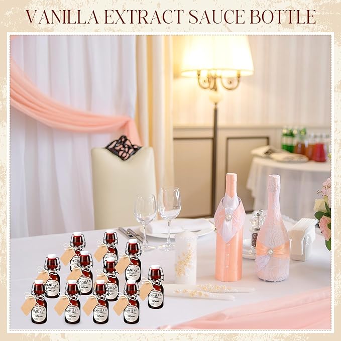 Vesici 12 Sets Swing Top Glass Bottles Set Amber Homemade Vanilla Extract Bottles with Stoppers