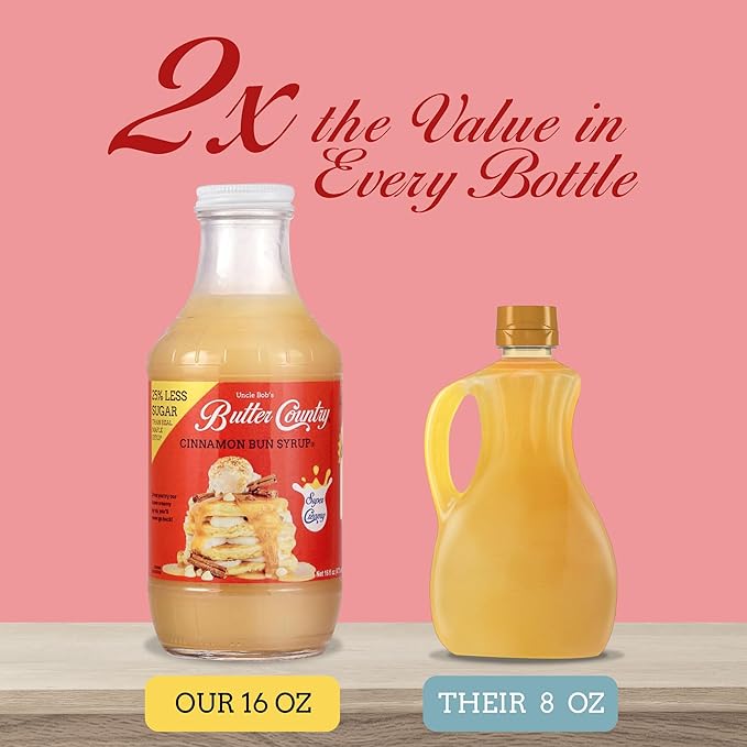 Uncle Bob's Butter Country Rich & Creamy Cinnamon Bun Flavored Buttermilk Syrup for Pancakes