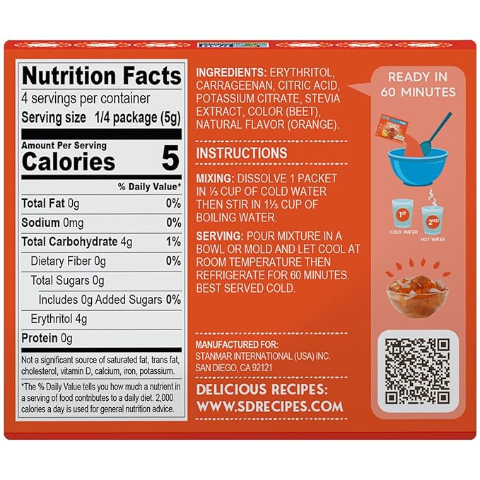Simply Desserts Sugar-Free Orange Jel, 6-Pack - Vegan Dessert, Keto Snacks, Diabetic Friendly &