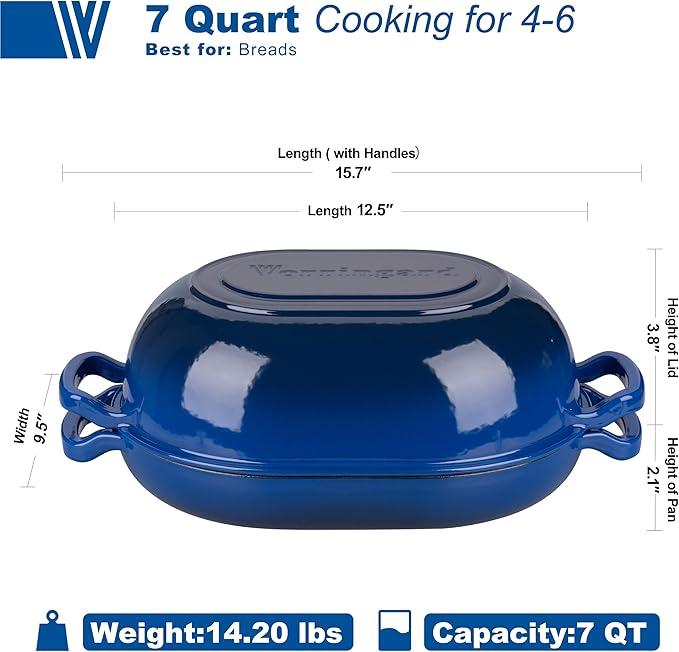 Enameled Cast Iron Sourdough Bread Oven, Dutch Oven, Loaf Cast Iron Bread Pan for Homemade Bread