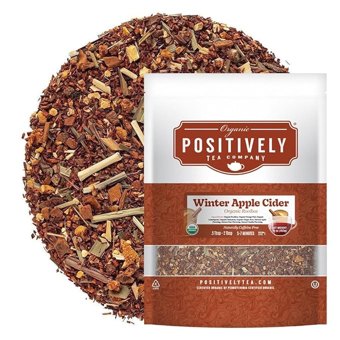 Organic Positively Tea Company, Winter Apple Cider Rooibos Tea, Loose Leaf, 16 Ounce