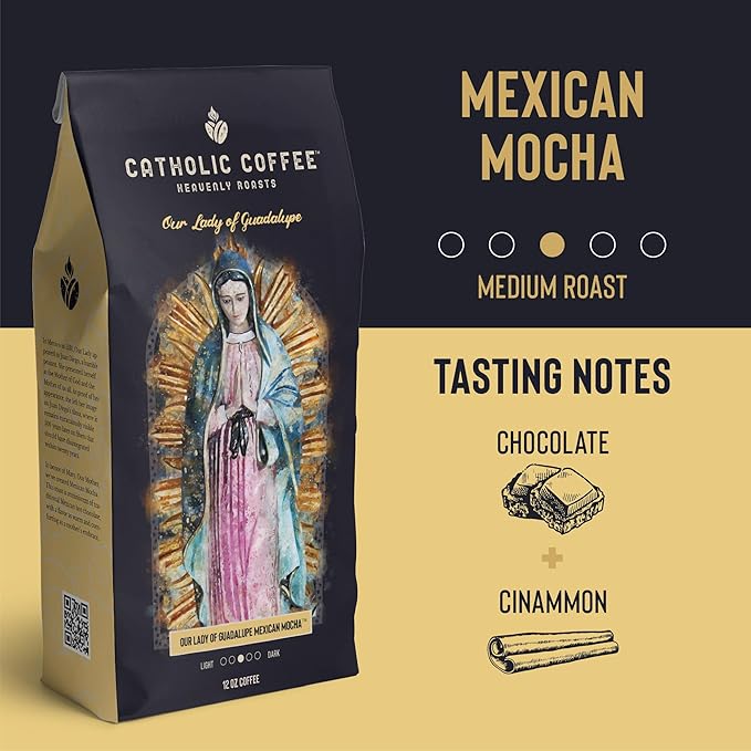 Catholic Coffee Our Lady of Guadalupe | Mexican Mocha Medium Roast Ground Coffee ??Chocolate &