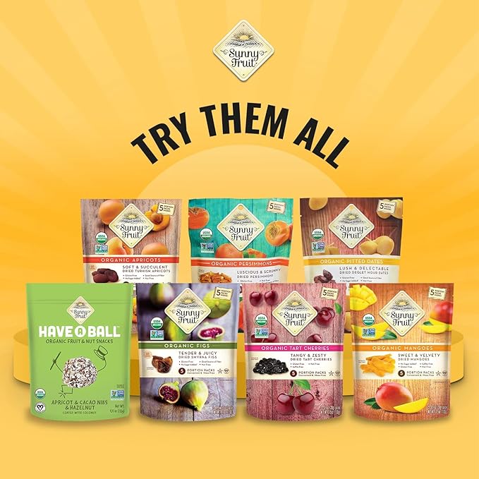 Sunny Fruit Soft Organic Turkish Dried Apricots - 6 Bags (30 Individual Portion Packs) | No
