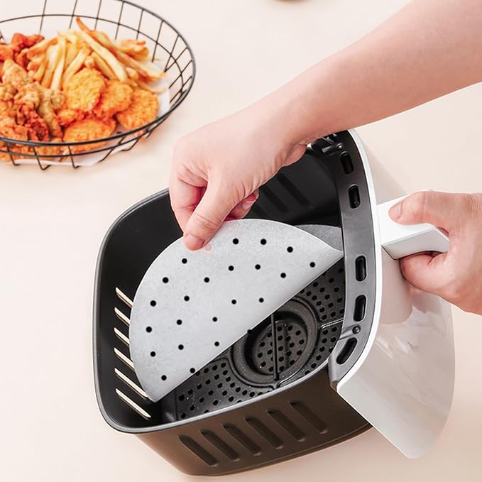 Air Fryer Liners Disposable Parchment Paper, Numola 100 Pcs Airfryer Sheets, 7 Inch White Non-stick