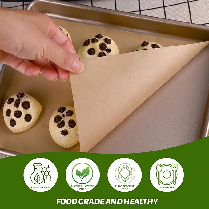 WMKGG 100Pcs Unbleached Parchment Paper for Baking, 8 x 12 Inch Precut Heavy Duty Parchment Paper