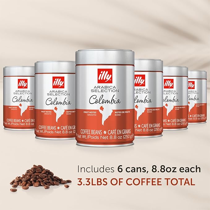 illy Whole Bean Coffee, Arabica Selections, Colombia, Single Origin, Smooth with Notes of Citrus