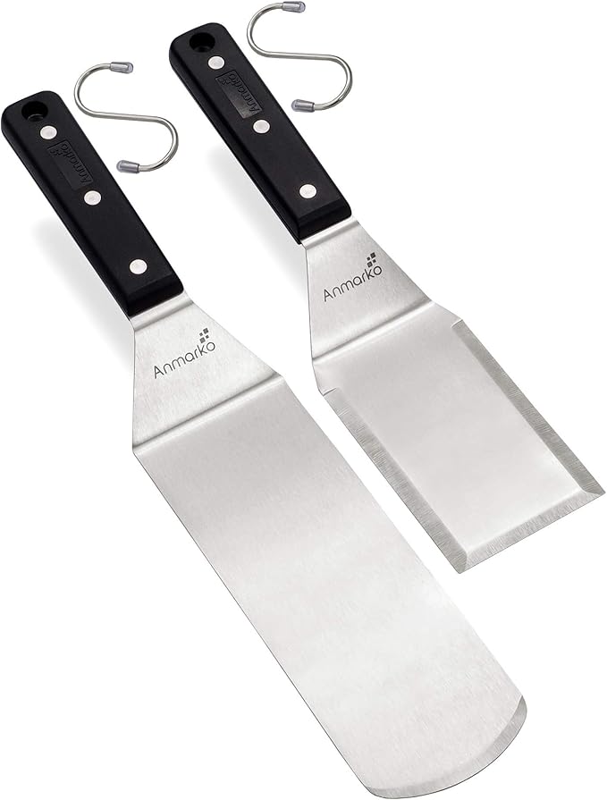 Anmarko Grill Spatula Set - Long Metal Spatula Spatula - Griddle Scraper and Pancake Flipper or