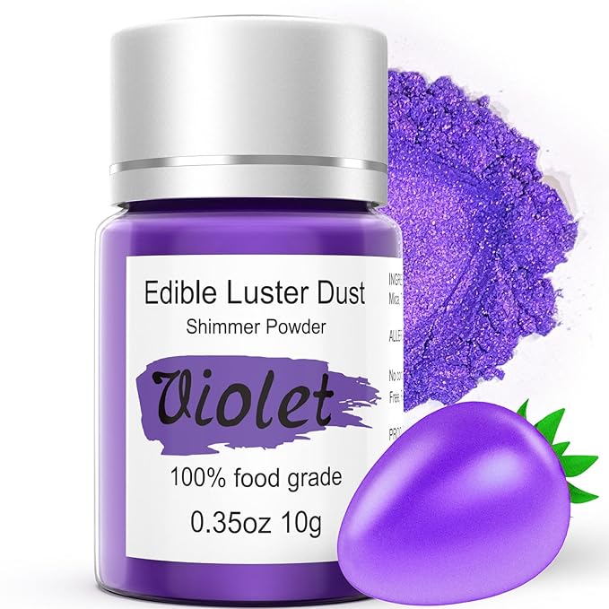 Purple Luster Dust Edible Glitter for Cakes Cocktails ??10g Colaele Edible Shimmering Dust for