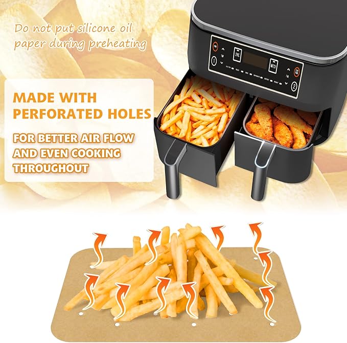 Air Fryer Parchment Paper Liners 200 Sheets - Disposable Liners Compatible With Ninja Foodi
