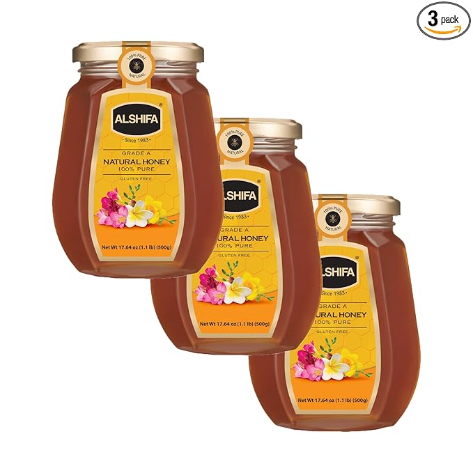 ALSHIFA Natural Honey 17.63oz (500g) | Pack of 3 | Raw & Pure Honey Unpasteurized | 100% Pure