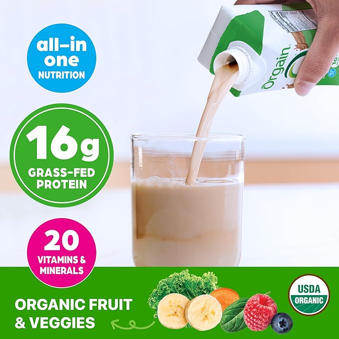 Orgain Organic Nutritional Shake, Iced Cafe Mocha - 16g Protein, 20 Vitamins & Minerals, Gluten