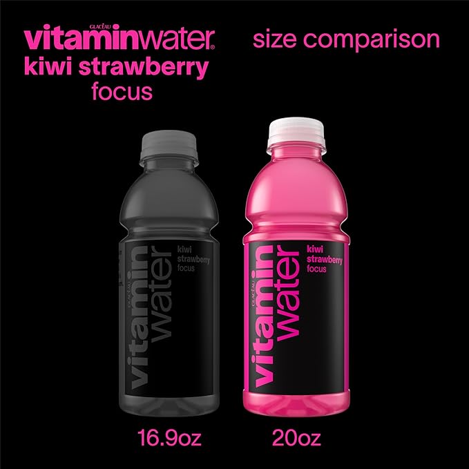 vitaminwater Focus Kiwi Strawberry Nutrient Enhanced Flavored Water Beverage, 20 fl oz Bottles, 12