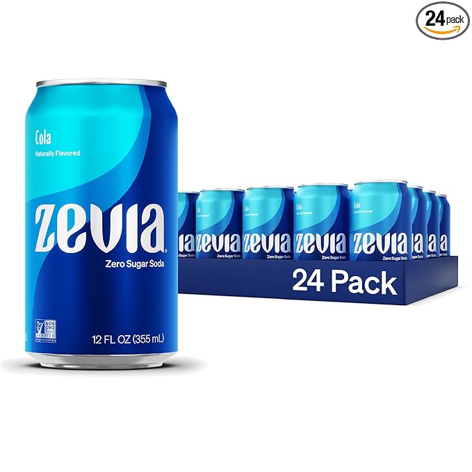 Zevia Zero Sugar Soda, Cola, 12 oz Cans (24-Pack) ??Naturally Sweetened, Zero Calorie Sugar Free