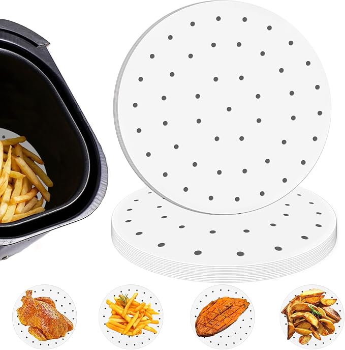 Air Fryer Liners Disposable Parchment Paper, Numola 100 Pcs Airfryer Sheets, 9 Inch White Non-stick