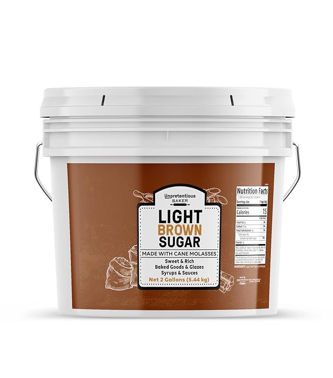 Unpretentious Light Brown Sugar, 2 Gallon Bucket, Made With Cane Molasses, Perfect For Desserts