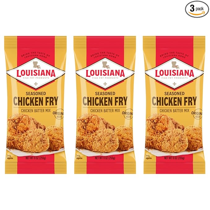 Louisiana Seasoned Chicken Fry Batter 9 oz (Pack of 3) - Crispy Southern Coating Mix for Fried