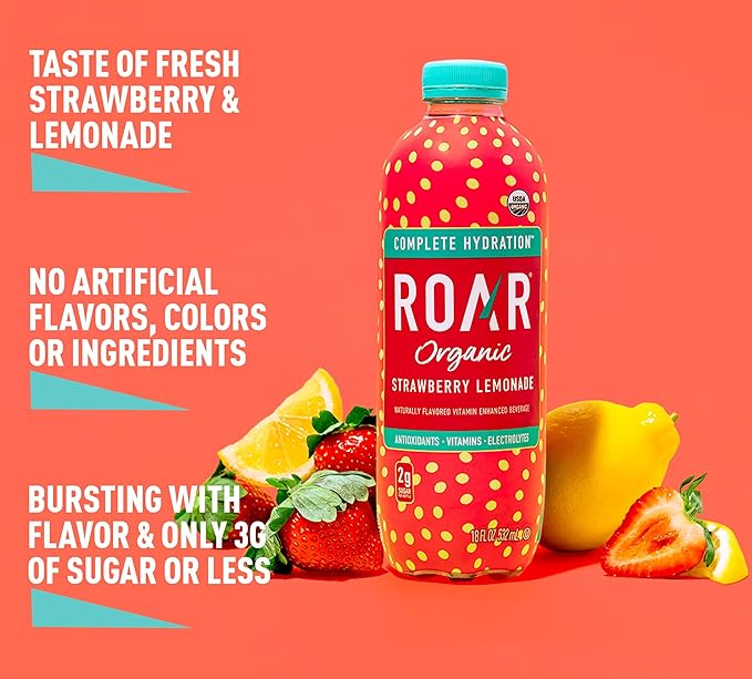 ROAR Complete Hydration Organic - Electrolyte Drinks Loaded with Vitamins C, B5, B12 - Non-GMO