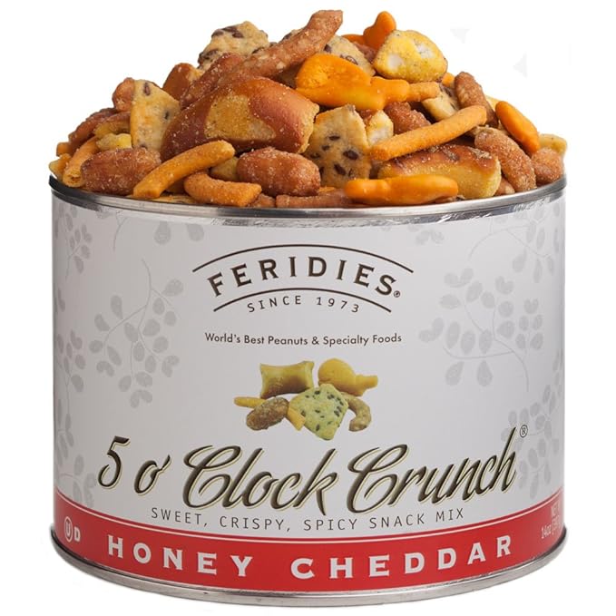 FERIDIES Five O'clock Crunch Honey Cheddar Snack Mix with Premium Virginia Peanuts, 14 Ounce (Pack