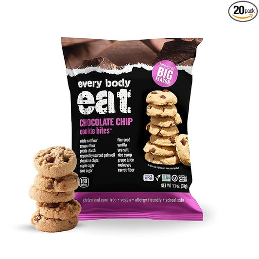Every Body Eat Crunchy Cookie Bites, Gluten & Dairy Free, Vegan, School Safe Lunch Snacks, Single