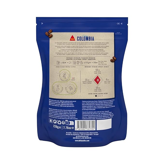 Delta Colômbia Ground Coffee, Smooth and Delicious Medium Roast Coffee, Espresso Machine