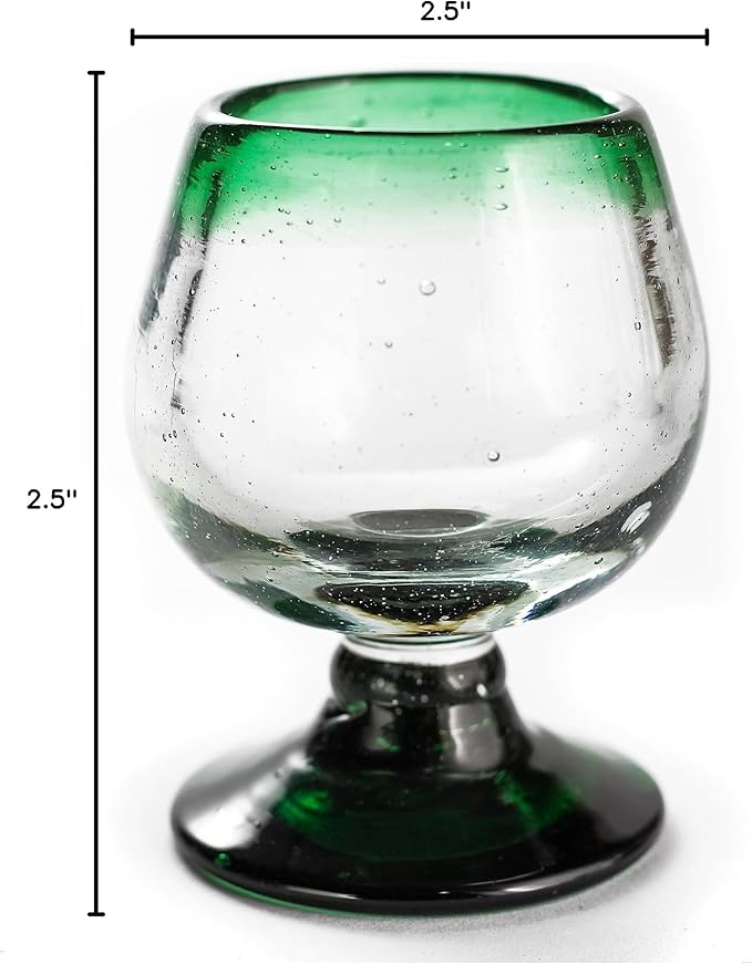 Authentic Mexican Tequila Hand Blown Shot Glasses - Set of 4-2 oz - Mini Glass Snifters - Heavy