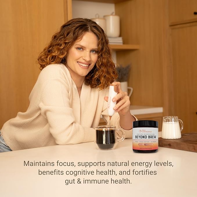 Beyond Brew Caramel Macchiato Coffee Alternative - Low Caffeine Superfood - Powerful Mushroom
