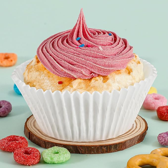[300Pcs] Caperci Standard White Cupcake Liners for Baking - Odorless Greaseproof Paper Muffin