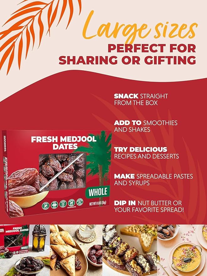 Natural Delights Medjool Dates Whole - Non-GMO Verified Fruit, Good Source of Fiber & Potassium