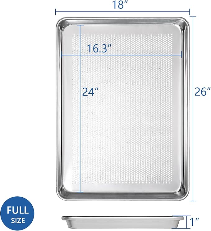 HARDURA Aluminum Perforated Baking Sheet Pan 18”L X 26”W X 1”H Cookie Sheet, 12Packs, For Oven in