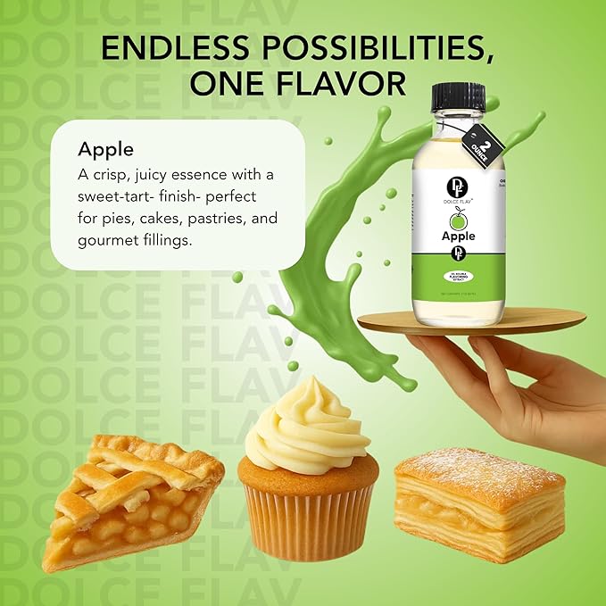 Dolce Flav Apple Extract (Oil-Soluble) ??Kosher, Sugar-Free, Concentrated Crisp Apple Flavoring for