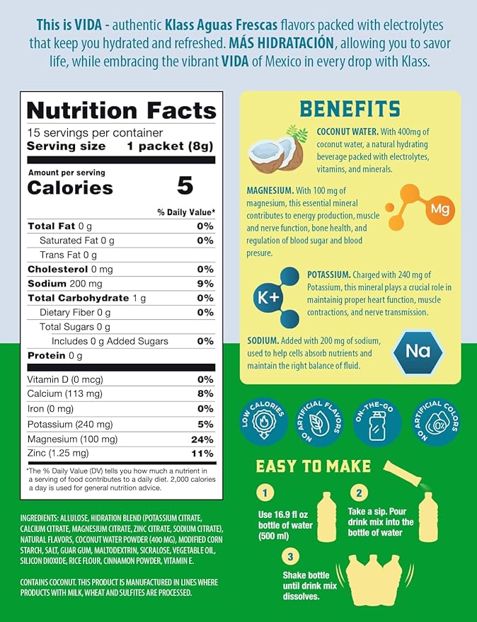 Electrolyte Drink Mix ??Cucumber Limeade Agua Fresca Flavor | Sugar-Free Hydration Powder with