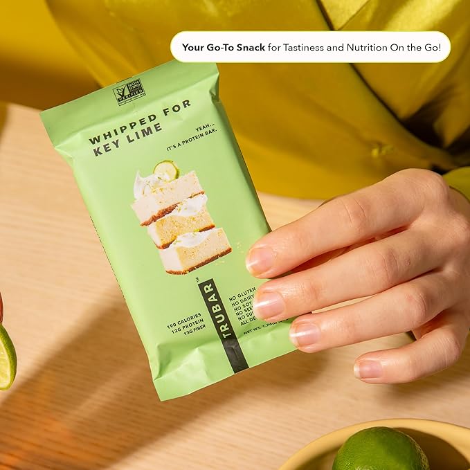 TRUBAR Vegan Protein Bar, Whipped for Key Lime, Gluten Free, Plant Based, High Fiber, Dairy Free