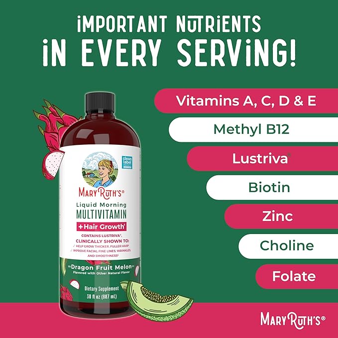 MaryRuth's Liquid Multivitamin + Hair Growth | Clinically Tested in Women for Thicker Hair & Facial