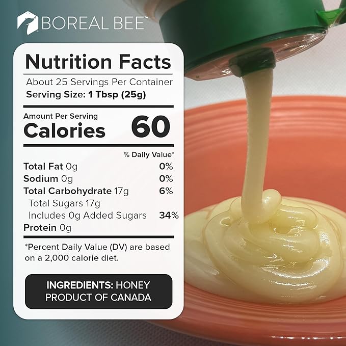Boreal Bee Canadian Iced Honey – Smooth White Creamed Honey from Prairie Wildflowers Like Clover &
