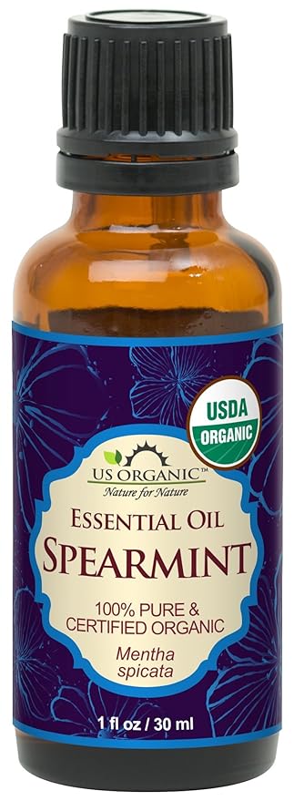 US Organic 100% Pure Spearmint Essential Oil - USDA Certified Organic, Steam Distilled - W/Euro