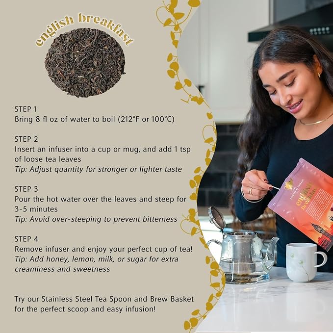 English Breakfast Tea, Organic Loose Leaf Black Tea ??Robust, Full-Bodied, Classic Blend ??Drink
