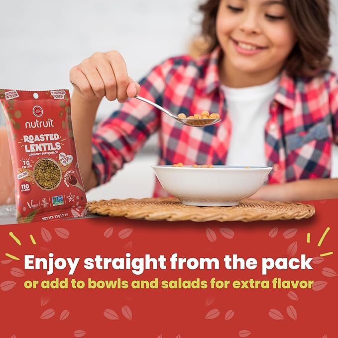 Nutruit Roasted Lentil Snacks - Tasty Smoked Barbecue Healthy Snacks - Vegan, Gluten Free, Non-GMO