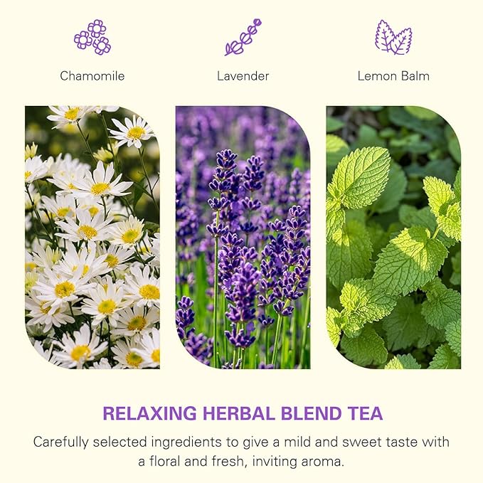 WT WEETEE Chamomile Lavender Tea Bags 100 Count, Nighty & Relax, 100% Pure Chamomile, Lavender