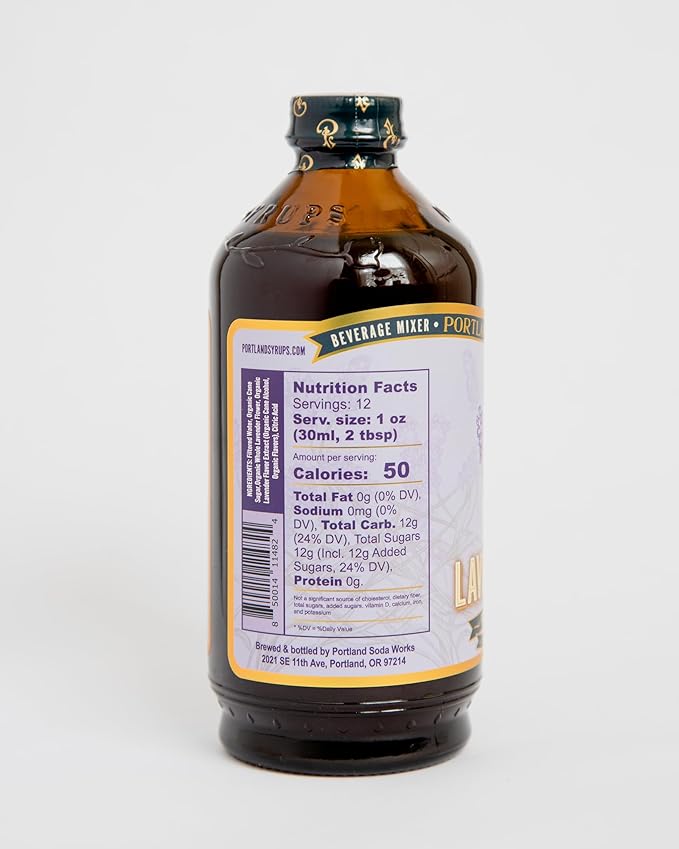 Portland Syrups Lavender Syrup - Premium Beverage Concentrate for Delicious Cocktails, Tea, Soda