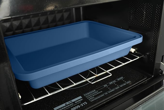 Sunsetbaby Silicone Baking Pan, Deep Rectangular Bakeware Cake Pan with Handles, Compatible with