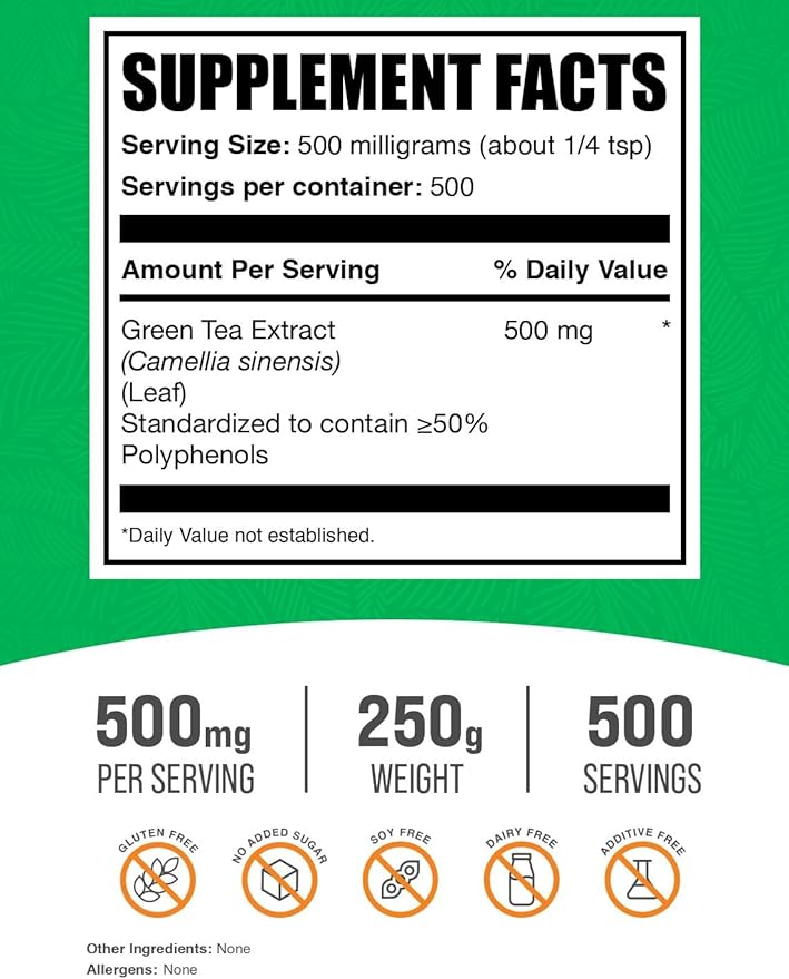 BulkSupplements.com Green Tea Extract Powder - 50% Polyphenol, Green Tea Supplement, Herbal