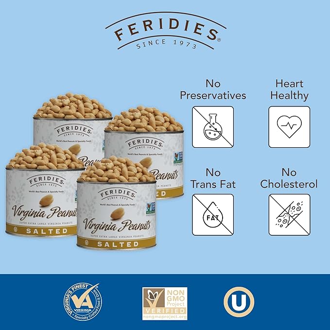 4 Pack-36oz Can Salted Virginia Peanuts